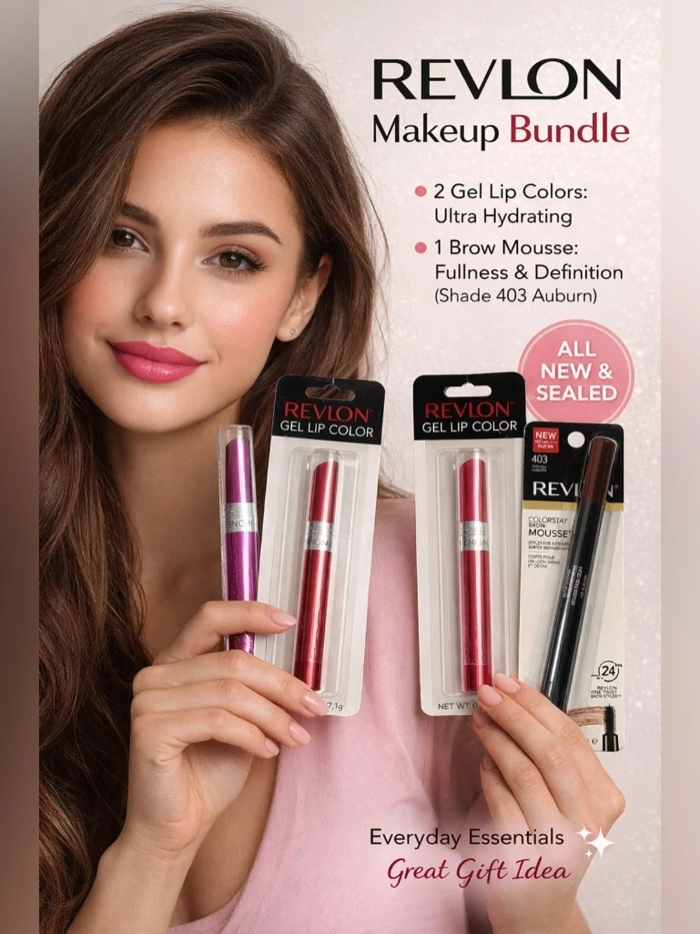 Revlon Makeup Bundle Gel Lip Color + Brow Mousse NEW